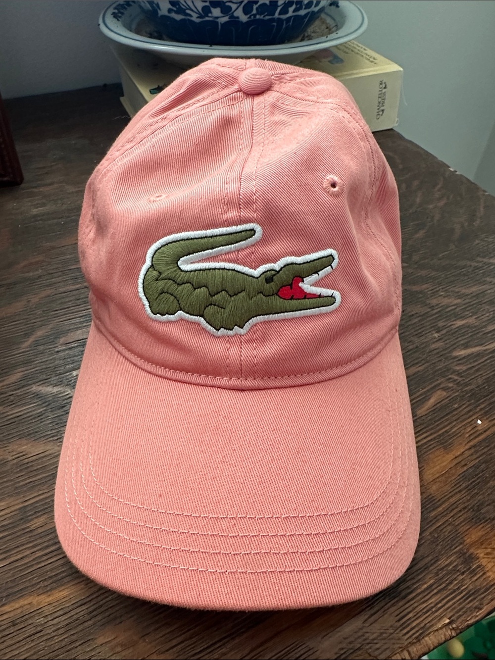 Lacoste Coral Pink Cap with Green Croc Patch